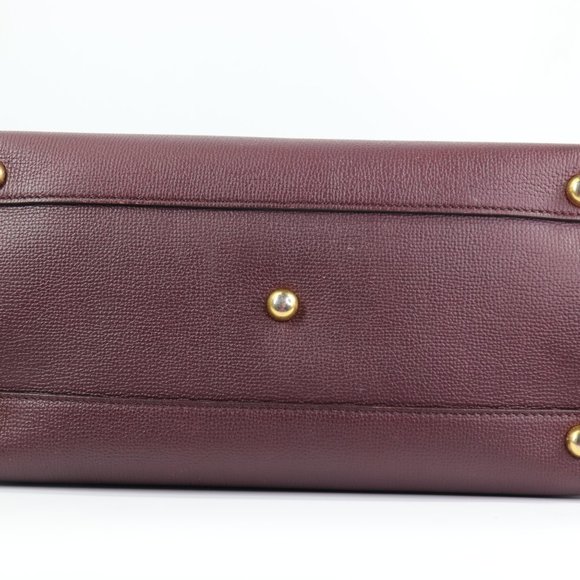 BURBERRY Grainy Calfskin House Check Medium Banner Tote Mahogany Red - Picture 13 of 16